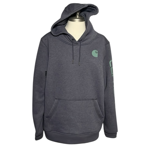 Carhartt XL Sweatshirt Graystone Heather Graphic Clarksburg Pullover Hoodie - Picture 2 of 5